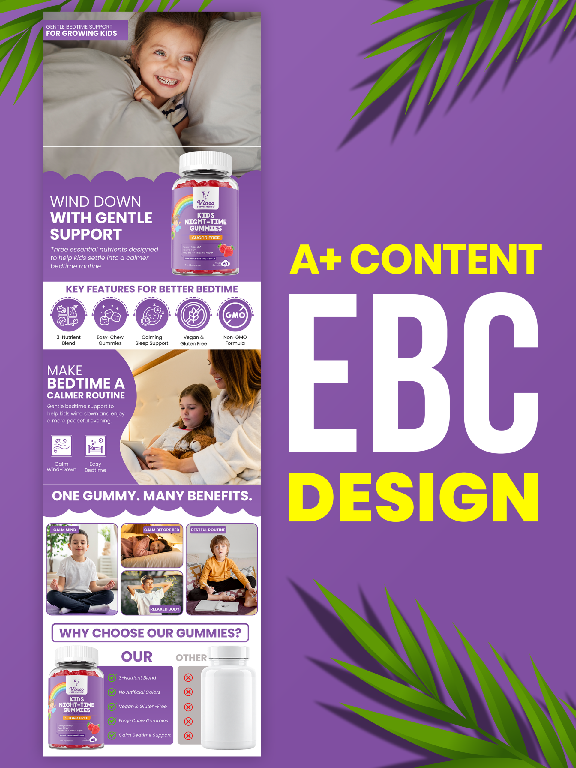 Kid Night Gummies — Amazon A+ Content design by Gomal Graphics