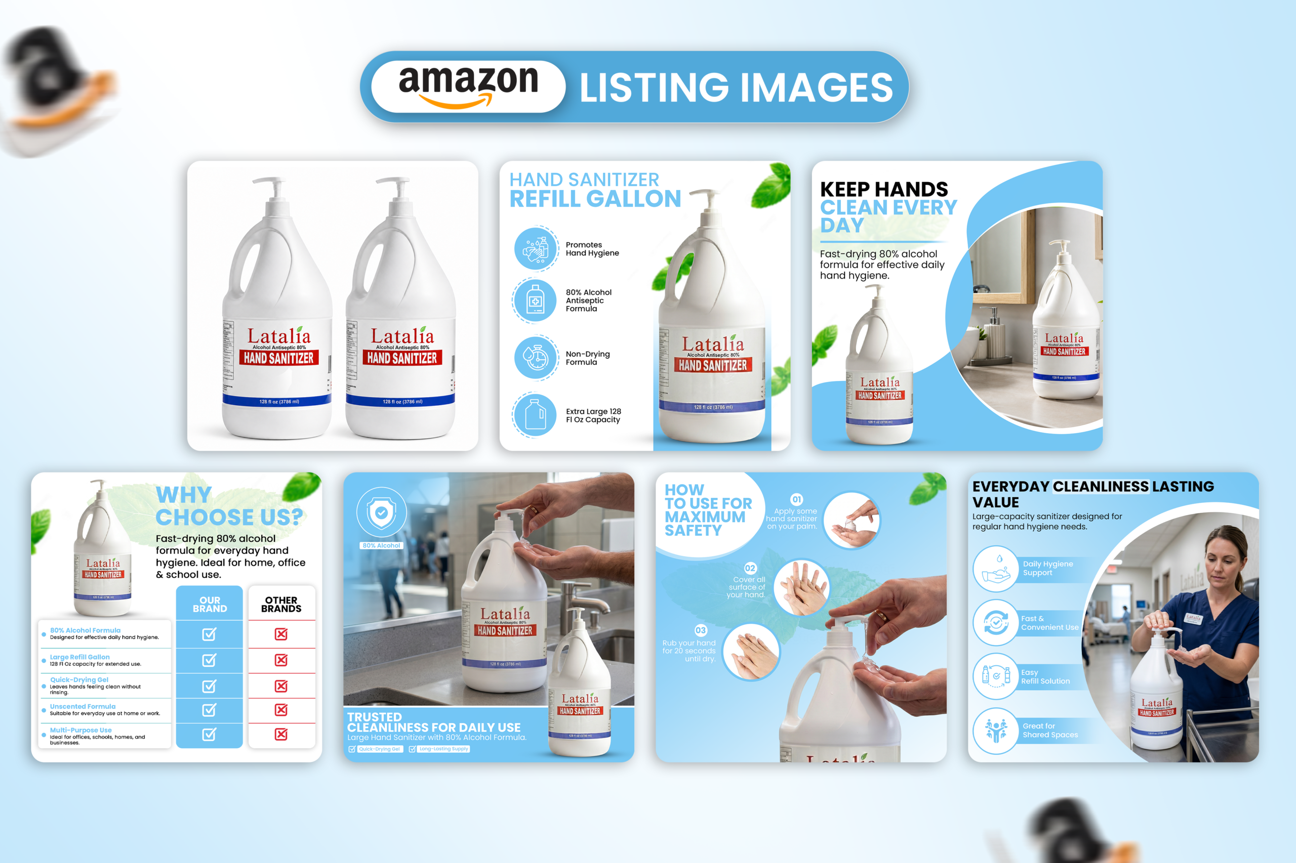 Sanitizer Gallon Amazon listing design by Gomal Graphics