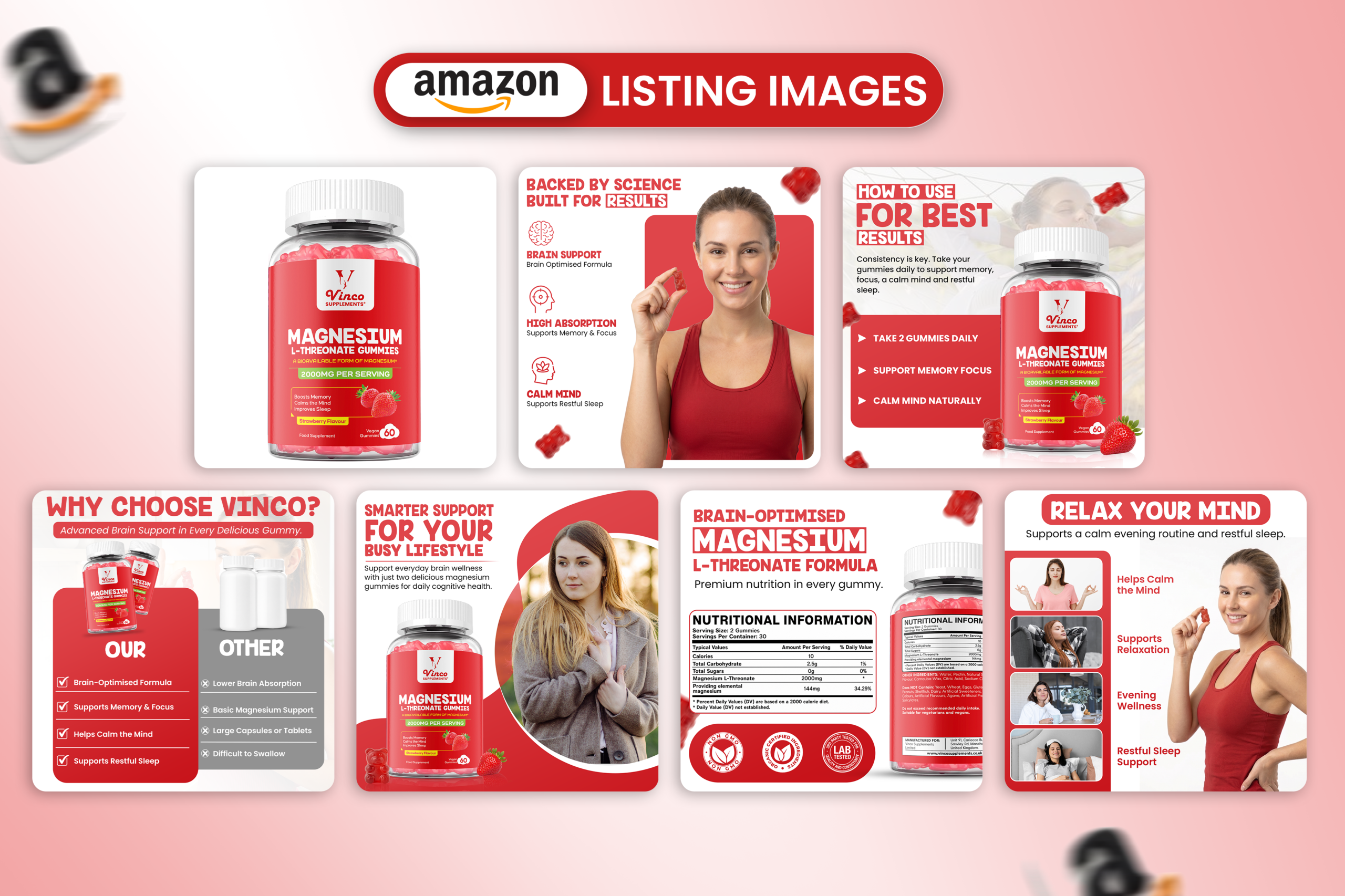 Magnesium Gummies Amazon listing design by Gomal Graphics