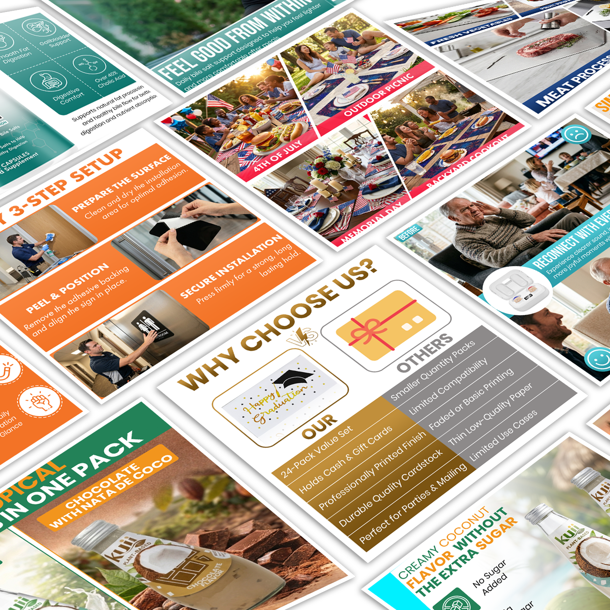 Gomal Graphics Amazon product design portfolio collage