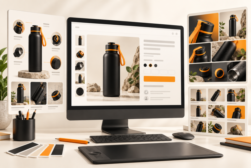 Concept workspace illustrating Gomal Graphics product design services