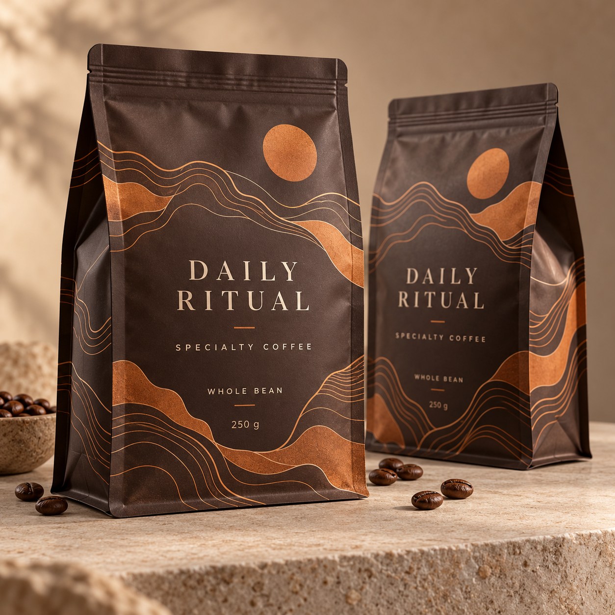 Daily Ritual Coffee Packaging — self-initiated concept mockup